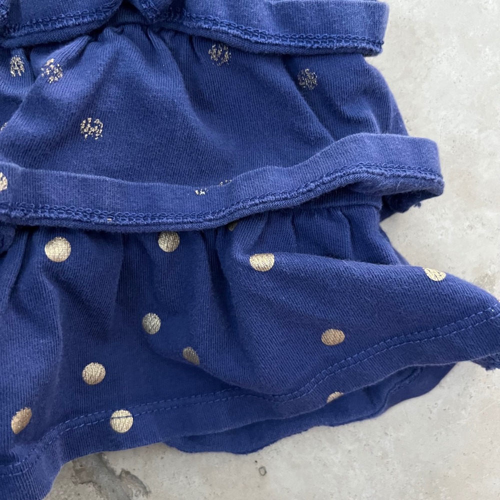Mini Boden Girls 6-7Y Skirt Navy Gold Metallic Polka Dot Tiered Ruffle Skort - Picture 5 of 7